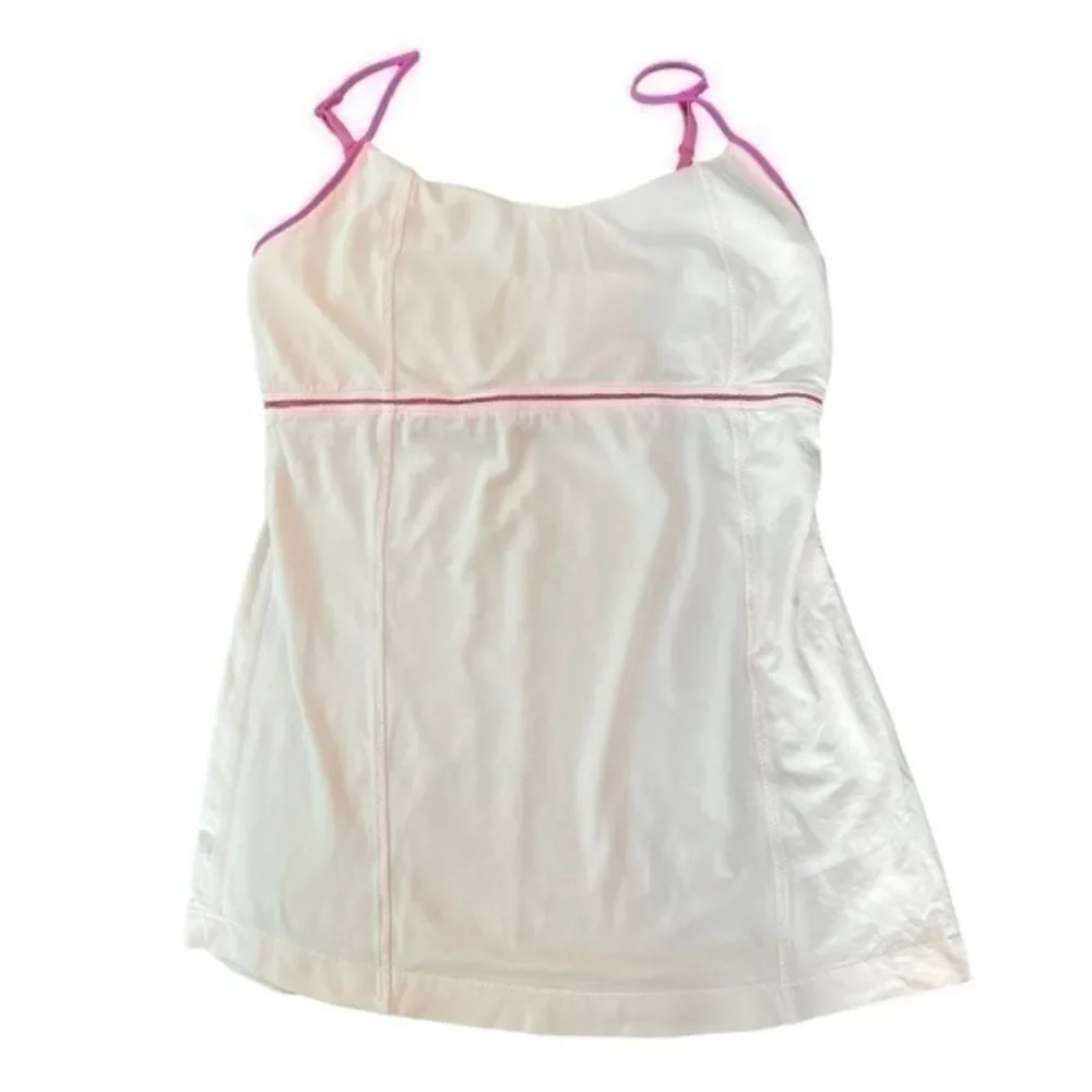 Lululemon light pink bright pink trim Athletic Tank Top Size 6